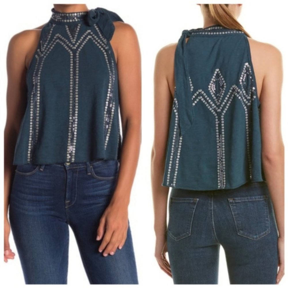 NWT-  Free People Glitter City Cotton Tank Sz S